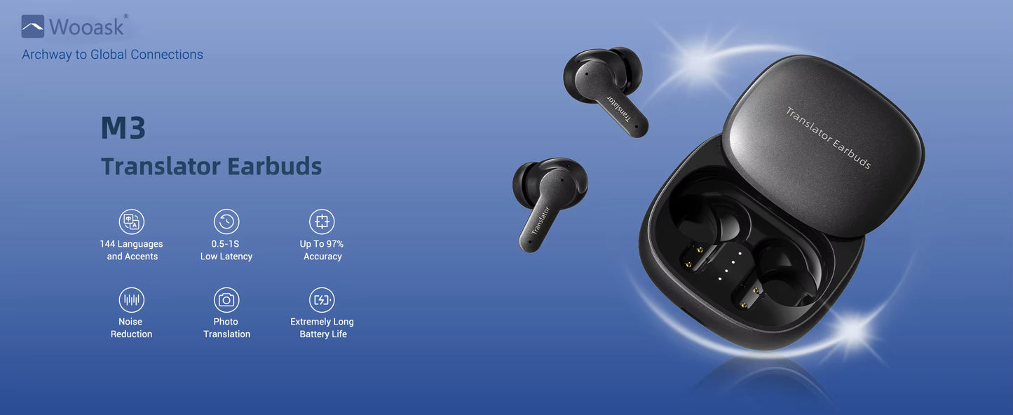 Katrada™ TalkGo M3 – Instant AI Voice Translator Earbuds