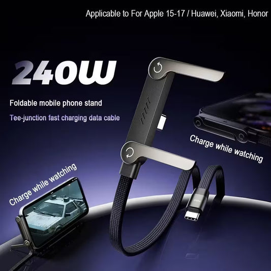 240W Ultra-Fast Type-C Cable with Adjustable Phone Stand - KATRADA™