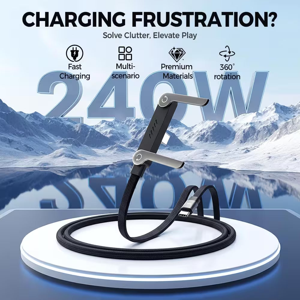 240W Ultra-Fast Type-C Cable with Adjustable Phone Stand - KATRADA™
